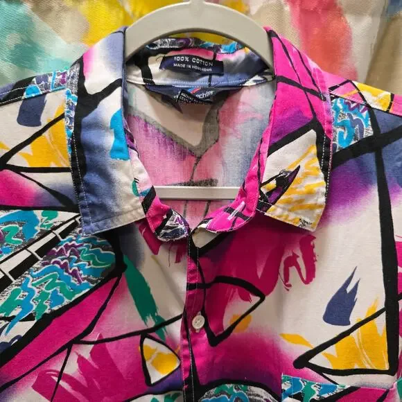 VTG Daniel Hechter 100% cotton colorful Hawaiian surf sail button-down shirt XL - Picture 10 of 13